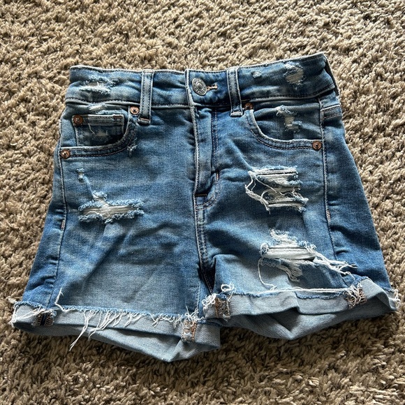 American Eagle Outfitters Pants - American Eagle Outfitters Distressed Blue Denim Jean Shorts